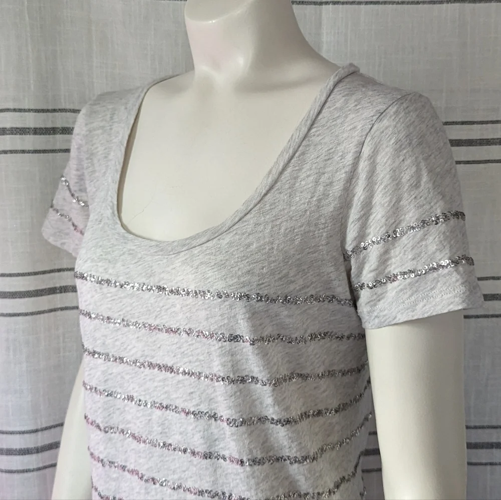 J. Crew Sequin Striped Scoop Neck‎ Tee